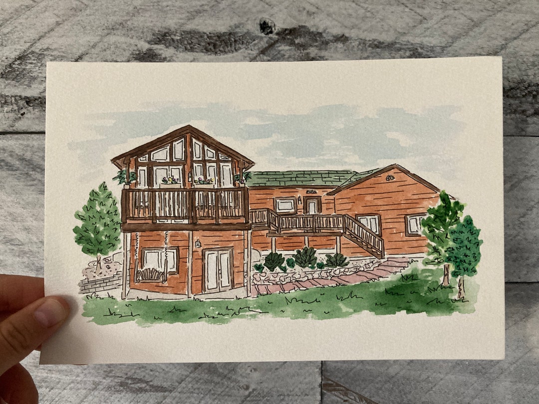 Custom Watercolor Home Portrait - Etsy