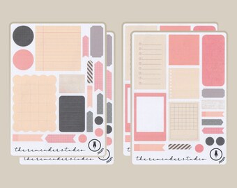 Write-On Stickers · 68 Muted Warm Colours  · Notes Memos Tags · Pack of Four Sheets · For Layering in Journaling, Scrapbooking, Planners