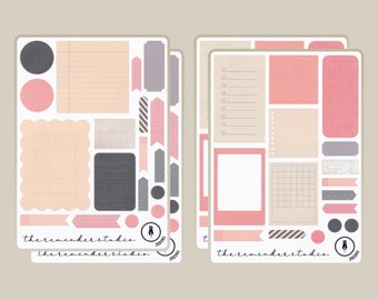 Write-On Stickers · Muted Warm Colours  · Notes Memos Tags · Pack of Two or Four Sheets · For Layering in Journaling, Scrapbooking, Planners