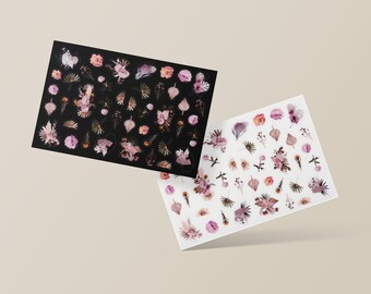 Mini Stickers of Dried Flowers & Leaves · Photo Illustrations · Pack of Two Sheets · For Layering in Journaling, Scrapbooking, Planners