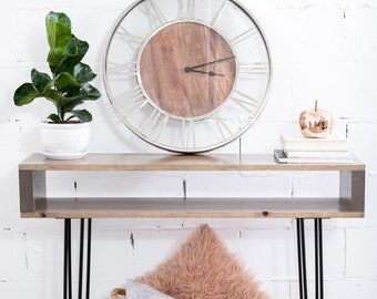 Beige console table, Beige entryway table, handmade wood console,Mid-modern console,Rustic console table,custom console table,