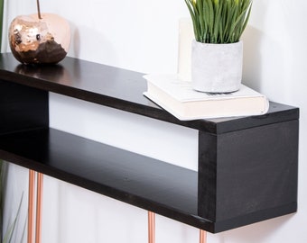 Black narrow console table, Black entryway table, handmade wood console, Mid-modern console, custom orders available