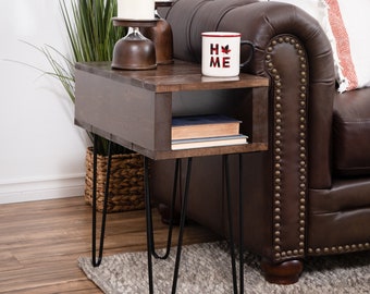 Brown Side table, Mid-century end table, Rustic Modern nightstand, wood side table, custom side table