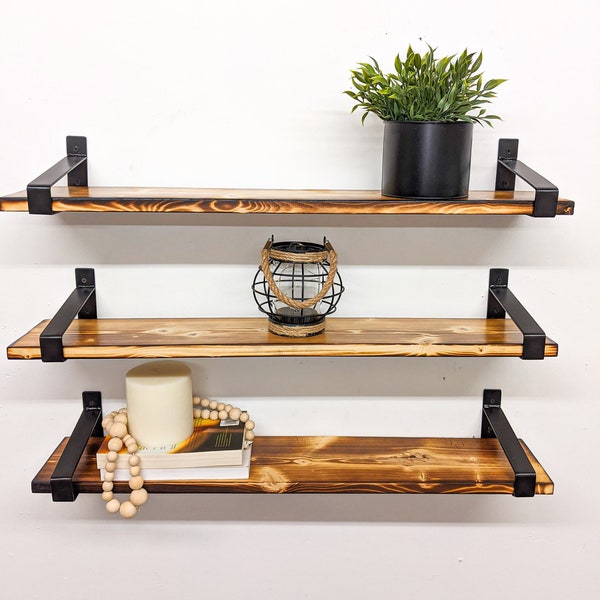 Wood Wall Shelf , Modern Industrial Shelf, Steel frame shelf, Rustic shelf, Mid-century shelf, Price per shelf