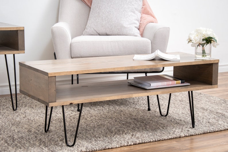 Beige Coffee Table Modern Coffee Table Mid-century Coffee - Etsy