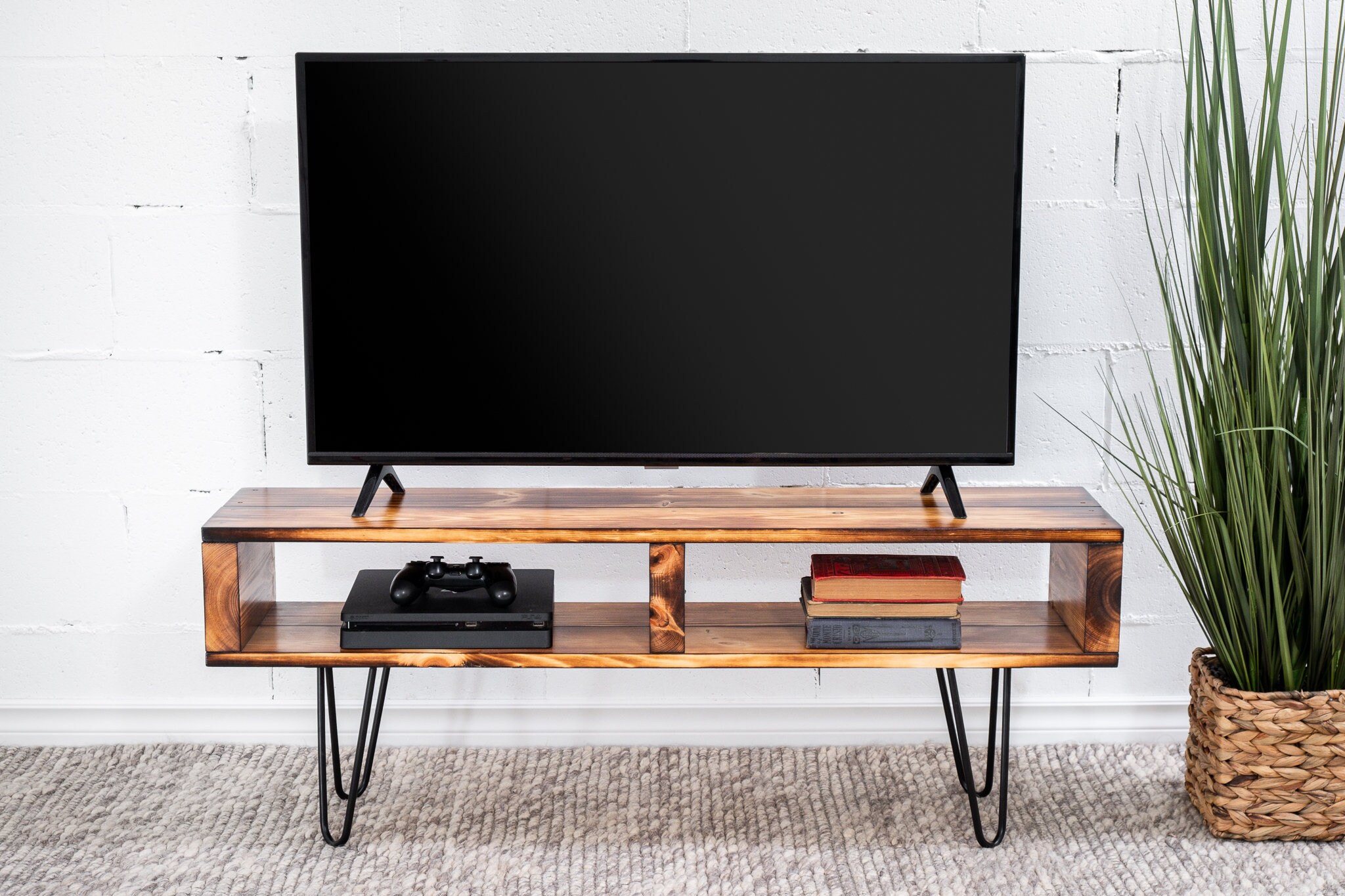 Torched Tv stand Modern Media unit Midcentury stand custom tv stand