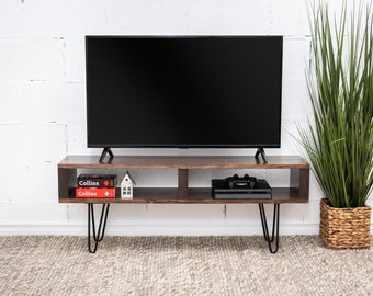 Brown Tv stand, Modern Media unit, Mid-century stand, Rustic tv table, wood tv stand, custom tv stand