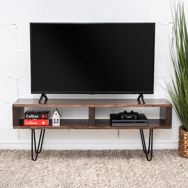 Brown Tv stand, Modern Media unit, Mid-century stand, Rustic tv table, wood tv stand, custom tv stand