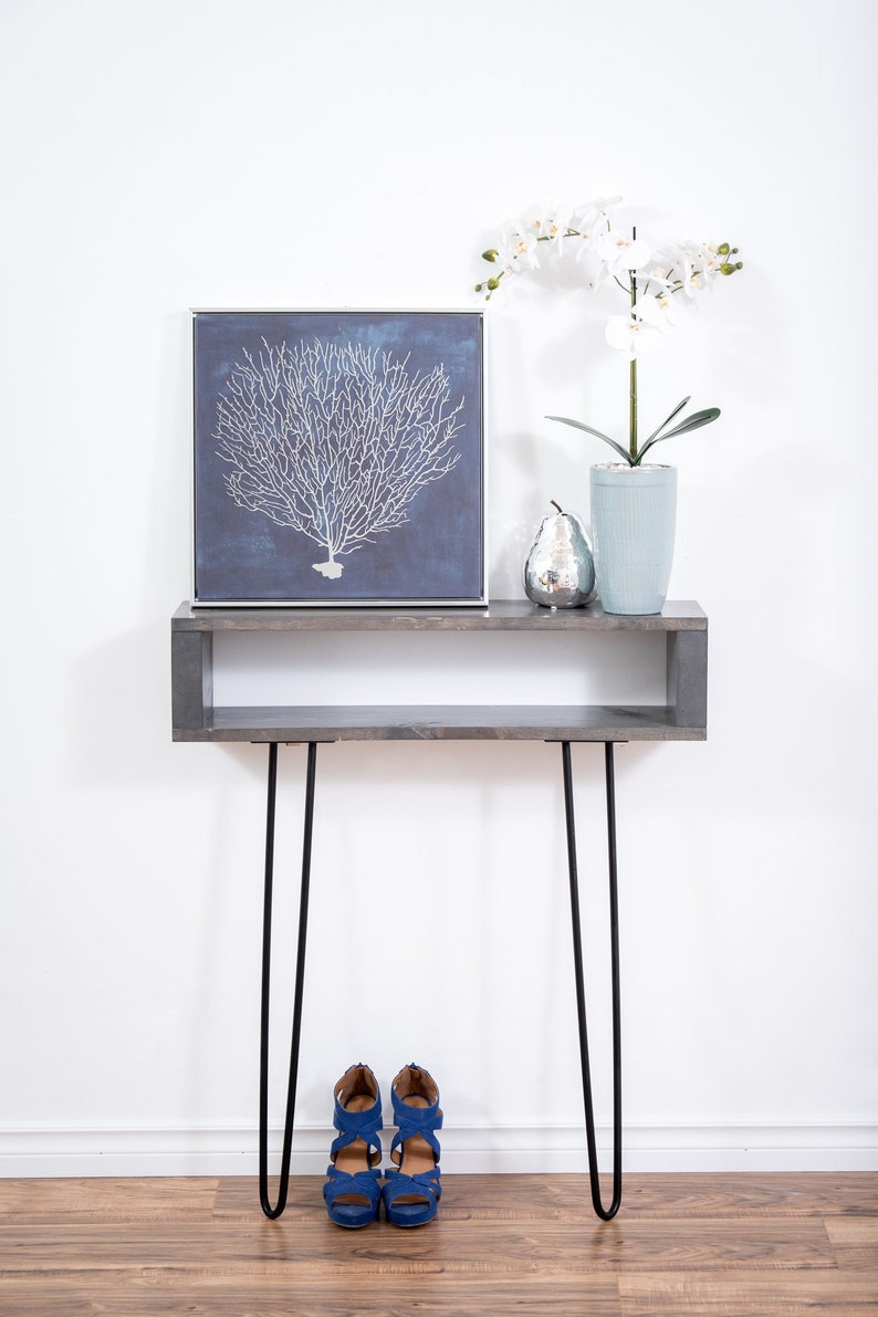 Grey Narrow Console Table Narrow Entryway Table Handmade Etsy