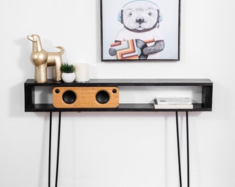 Black narrow console table, narrow entryway table, handmade wood console, Mid-modern console, custom orders available