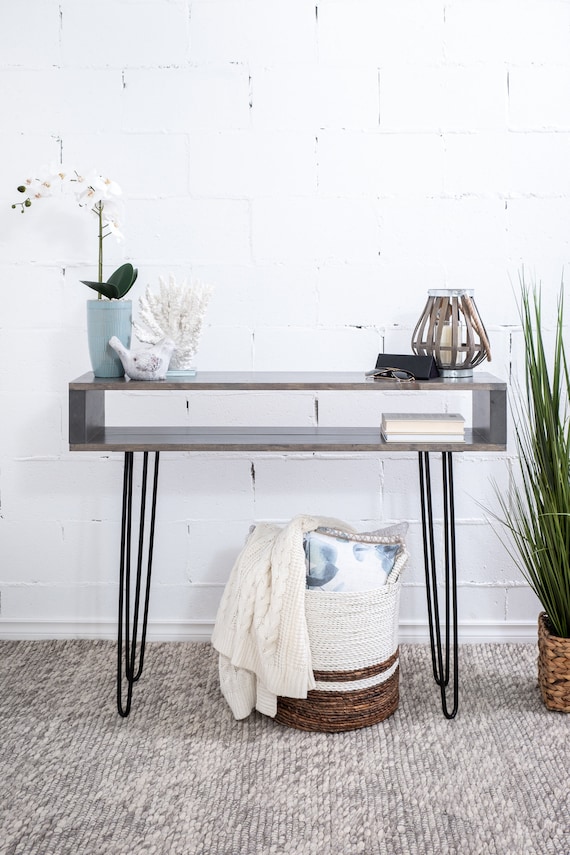Grey Console Table Grey Entryway Table Handmade Wood Console mid