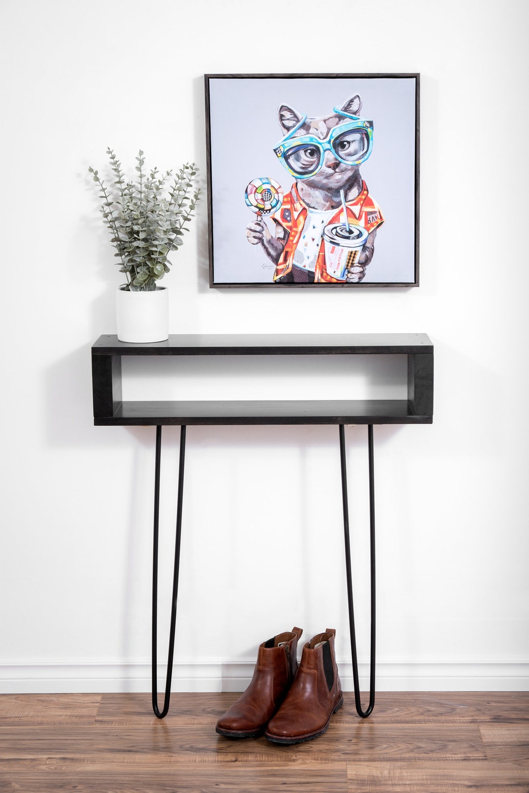 Black Narrow Console Table, Narrow Entryway Table, Handmade Wood