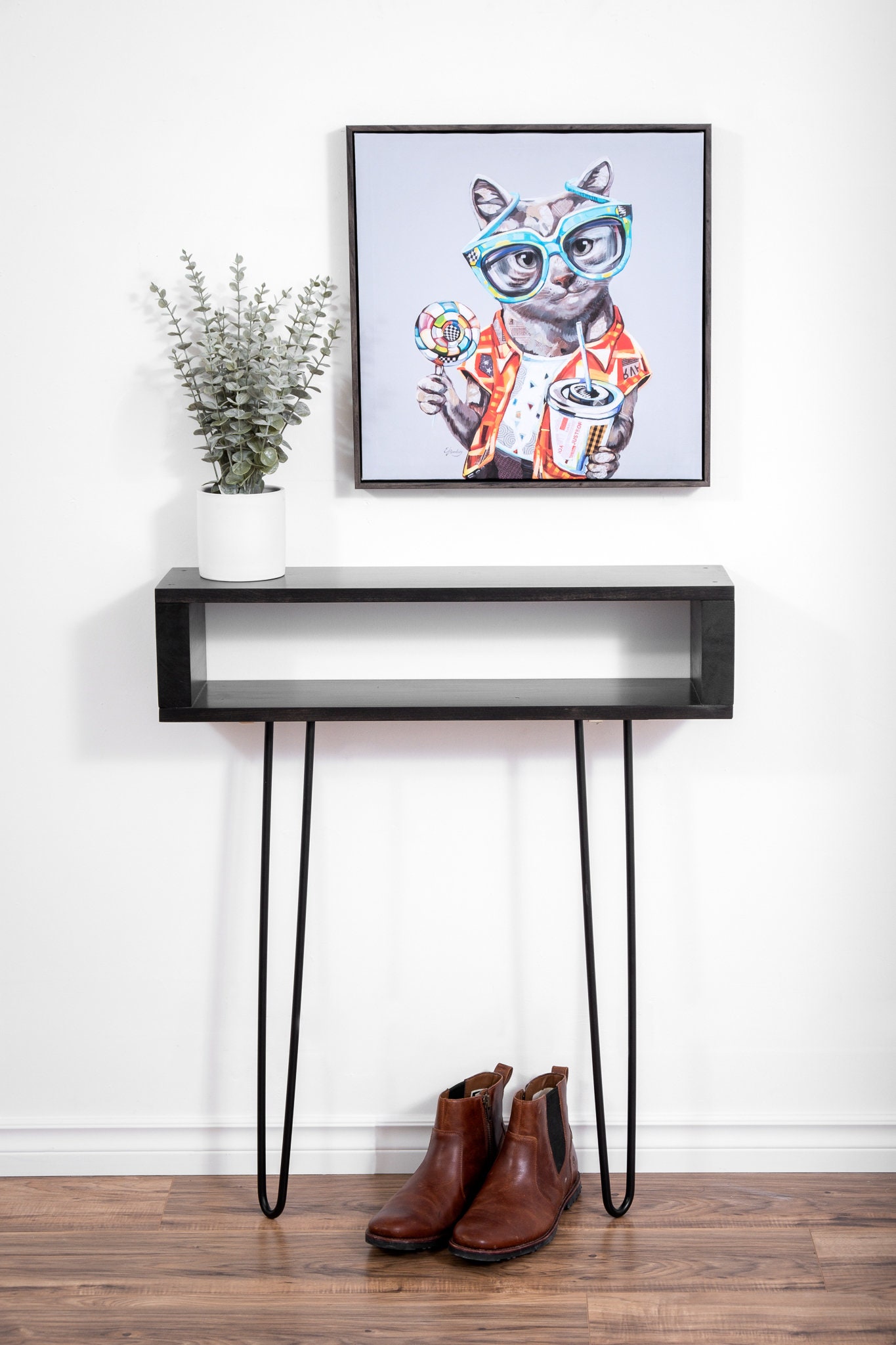 Black Narrow Console Table Narrow Entryway Table Handmade Etsy