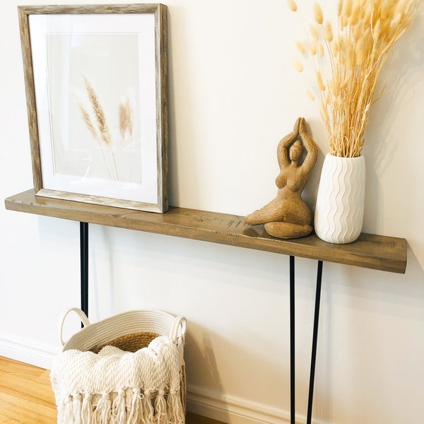 Narrow console table, narrow entryway table, handmade wood console, Mid-modern console, custom orders available, rustic console table