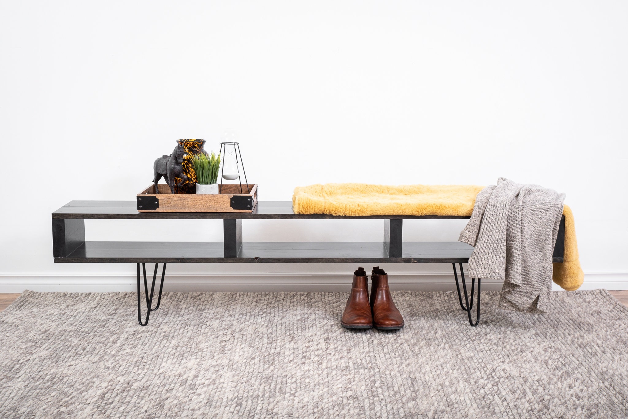 Black bench modern Black storage bench Entryway bench black Etsy