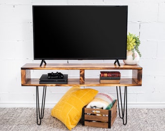 Torched Tv stand, Modern Media unit, Mid-century stand, Rustic tv table, wood tv stand, custom tv stand