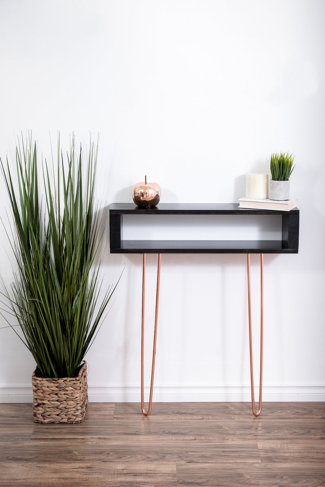 Black Narrow Console Table, Narrow Entryway Table, Handmade Wood Console, Midmodern Console