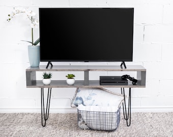 Grey Tv stand, Modern Media unit, Rustic tv table, wood tv stand, custom tv stand