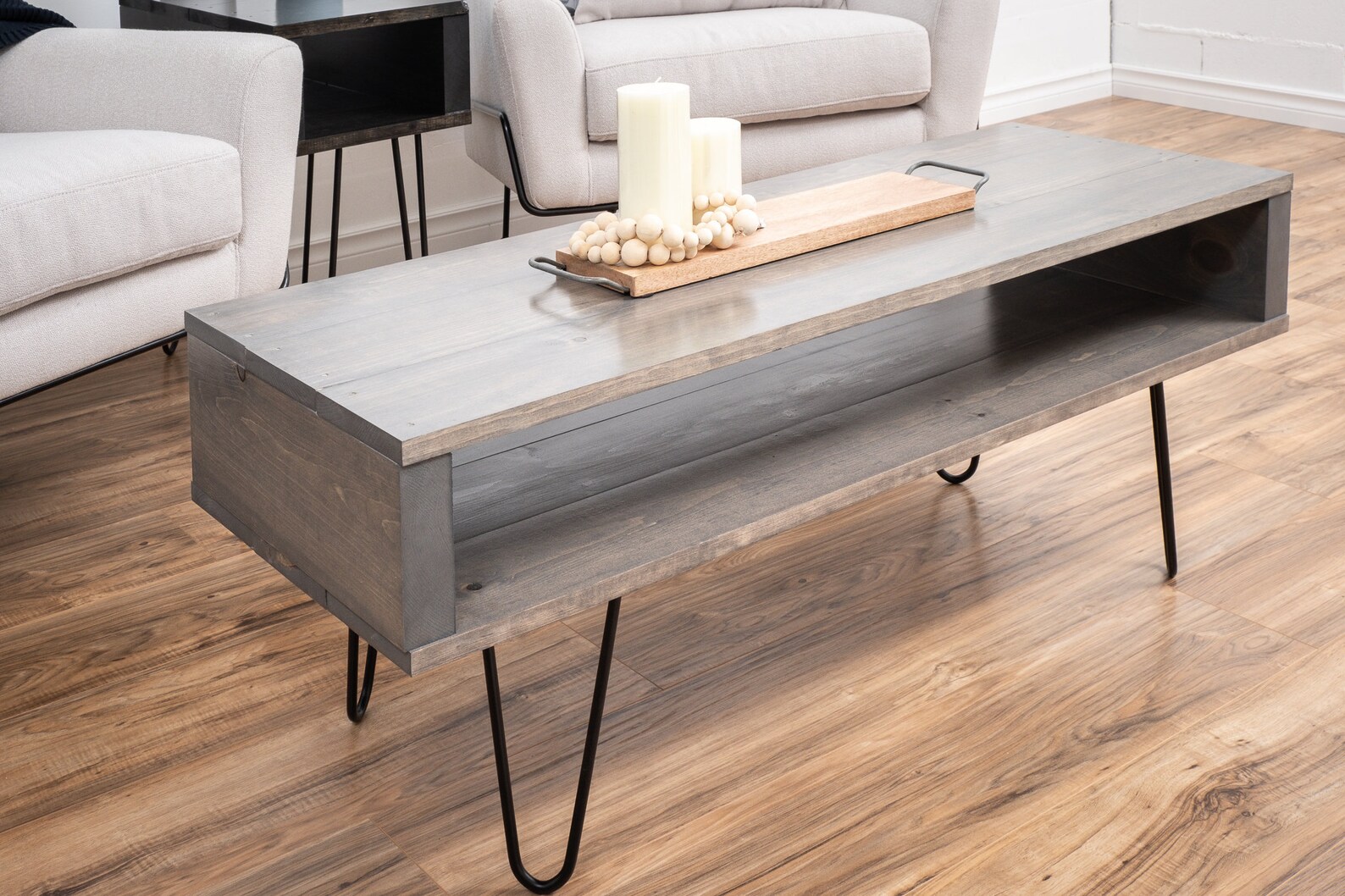 Grey Coffee Table Modern Coffee Table Mid-century Coffee - Etsy