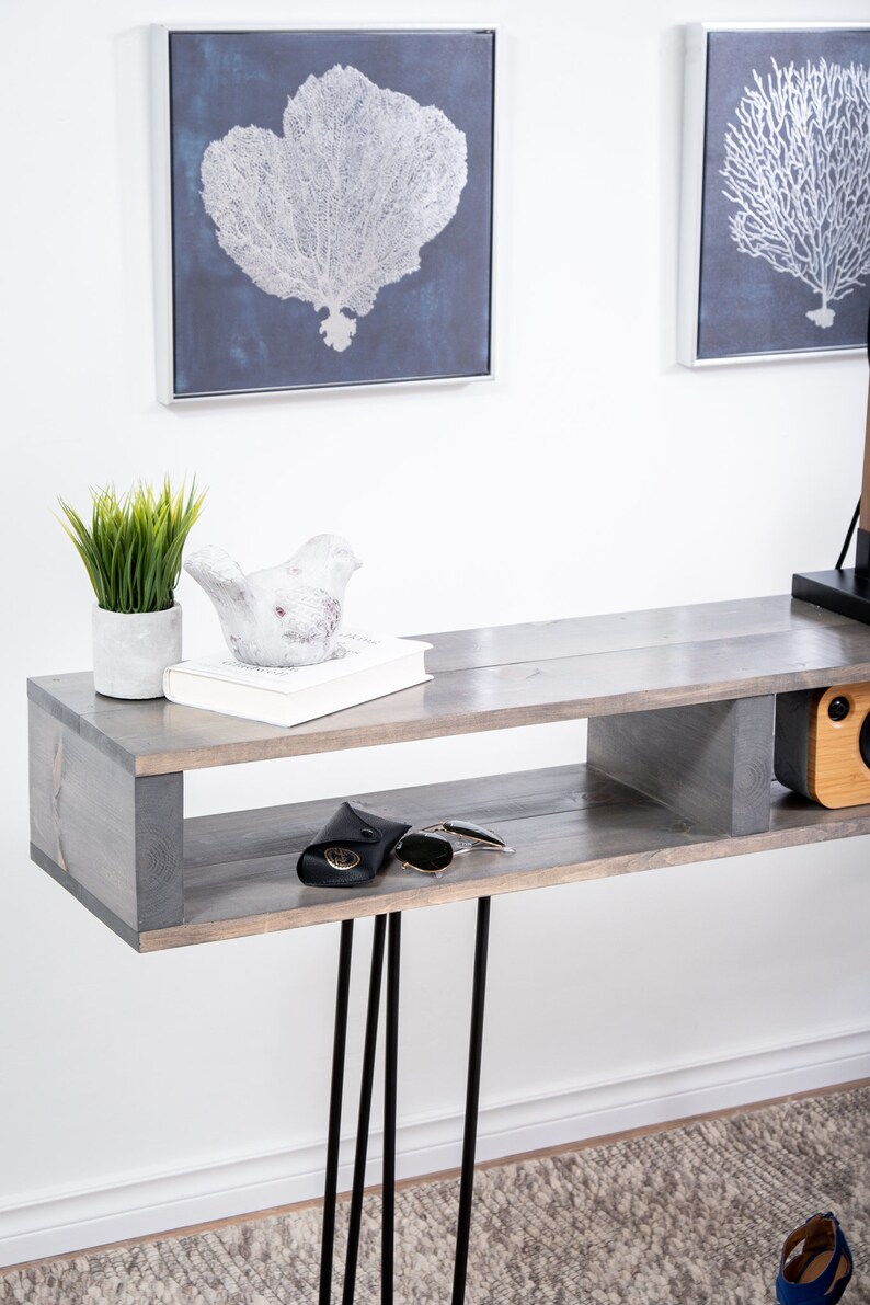 Grey Console Table Grey Entryway Table Handmade Wood Etsy