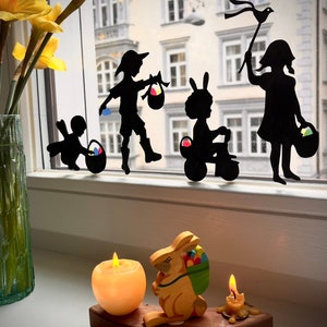 Eiersuche Ostern Silhouetten