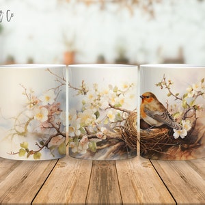Birds 11 oz and 15 oz mug sublimation design digital download PNG Instant Download, Mug, Bird PNG Design