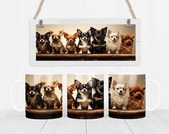 Perros 11 oz y 15 oz taza diseño de sublimación descarga digital PNG Descarga instantánea, Taza, Diseño de taza de perro