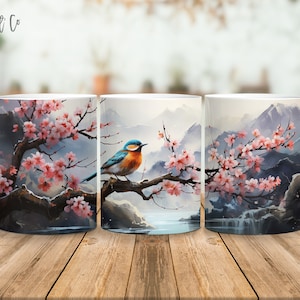 Birds 11 oz and 15 oz mug sublimation design digital download PNG Instant Download, Mug, Bird PNG Design