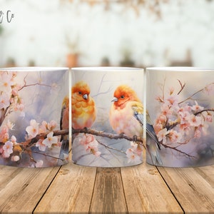 Birds 11 oz and 15 oz mug sublimation design digital download PNG Instant Download, Mug, Bird PNG Design