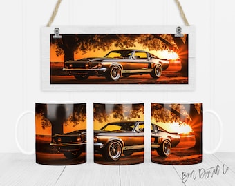 Muscle Car 11 oz y 15 oz taza diseño de sublimación descarga digital PNG Descarga instantánea, Taza, Diseño de taza de coche