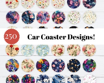 Car Bundle montaña sublimación paquete descarga digital PNG Descarga instantánea, Car Coaster 250 Diseños
