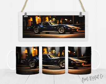 Muscle Car 11 oz y 15 oz taza diseño de sublimación descarga digital PNG Descarga instantánea, Taza, Diseño de taza de coche