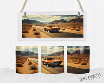 Muscle Car 11 oz y 15 oz taza diseño de sublimación descarga digital PNG Descarga instantánea, Taza, Diseño de taza de coche