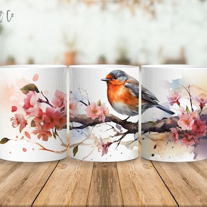 Birds 11 oz and 15 oz mug sublimation design digital download PNG Instant Download, Mug, Bird PNG Design