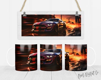 Muscle Car 11 oz y 15 oz taza diseño de sublimación descarga digital PNG Descarga instantánea, Taza, Diseño de taza de coche