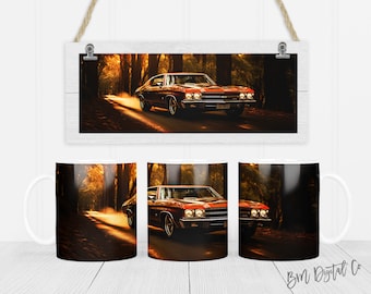 Muscle Car 11 oz y 15 oz taza diseño de sublimación descarga digital PNG Descarga instantánea, Taza, Diseño de taza de coche