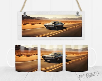 Muscle Car 11 oz y 15 oz taza diseño de sublimación descarga digital PNG Descarga instantánea, Taza, Diseño de taza de coche