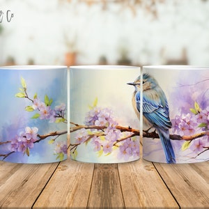 Birds 11 oz and 15 oz mug sublimation design digital download PNG Instant Download, Mug, Bird PNG Design