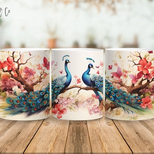 Birds 11 oz and 15 oz mug sublimation design digital download PNG Instant Download, Mug, Bird PNG Design