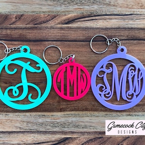 Monogram Keychain Acrylic I Initial Name Keychain I Bridesmaid Gift I Gift for Her I Laser Cut & Engraved I Key Ring I Personalized