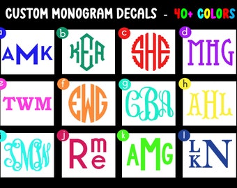 Vinyl Monogram Sticker Car Decal Monogram Decal Laptop, Luggage