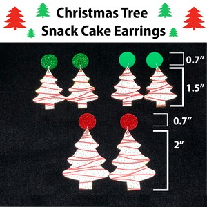 Christmas Tree Snack Cake Inspired Earrings Dangles - Snack Cakes Twinkies - Secret Santa Gift - Gift for Friend - Ladies Present