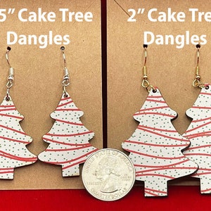 Christmas Tree Snack Cake Inspired Earrings Dangles - Snack Cakes Twinkies - Secret Santa Gift - Gift for Friend - Ladies Present