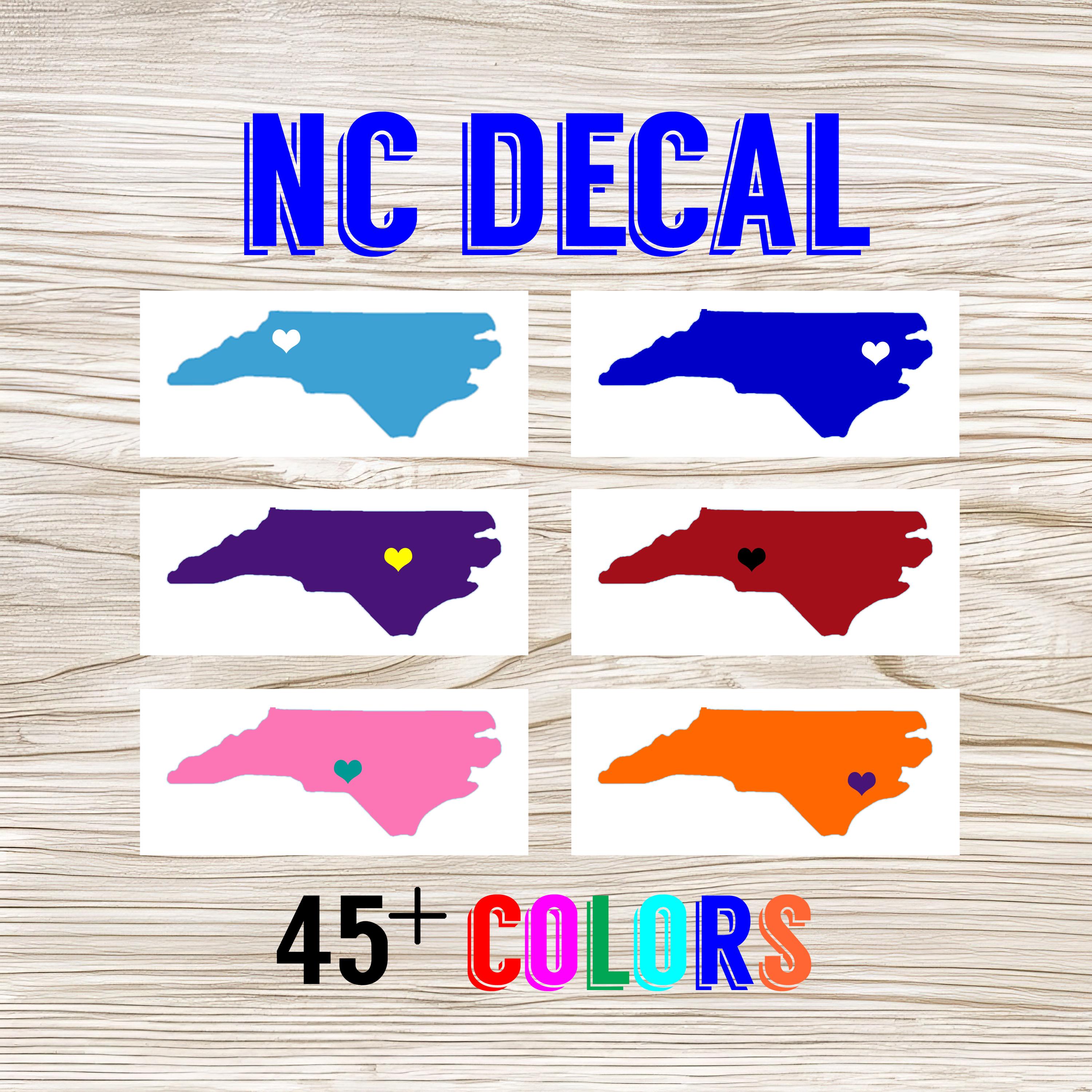 North Carolina Home Heart Decal NC Sticker I Choose From 45+ Colors I ...