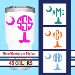 SC South Carolina Decal Sticker I Palmetto Moon I Monogram I 45+ Colors I 90+ Fonts I Vinyl Decal I Yeti Mac Computer Cup Personalized I DIY