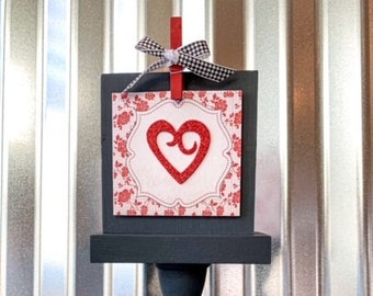 Pinned Heart Wood Block Sign