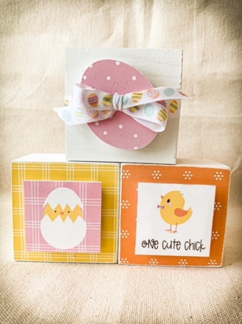 Block Chick One Cute Chick Wood Block Trio - Etsy