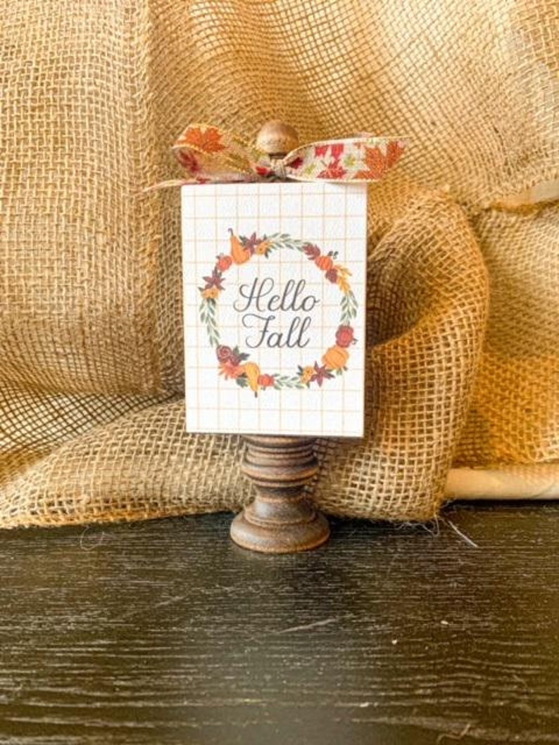 Hello Fall Wreath Wood Block Sign - Etsy