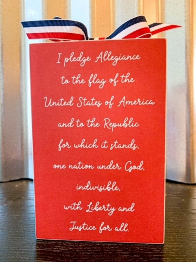 Pledge Ribbon Flag Pledge Wood Block Sign - Etsy