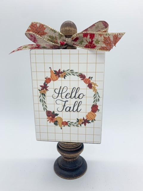 Hello Fall Wreath Wood Block Sign - Etsy